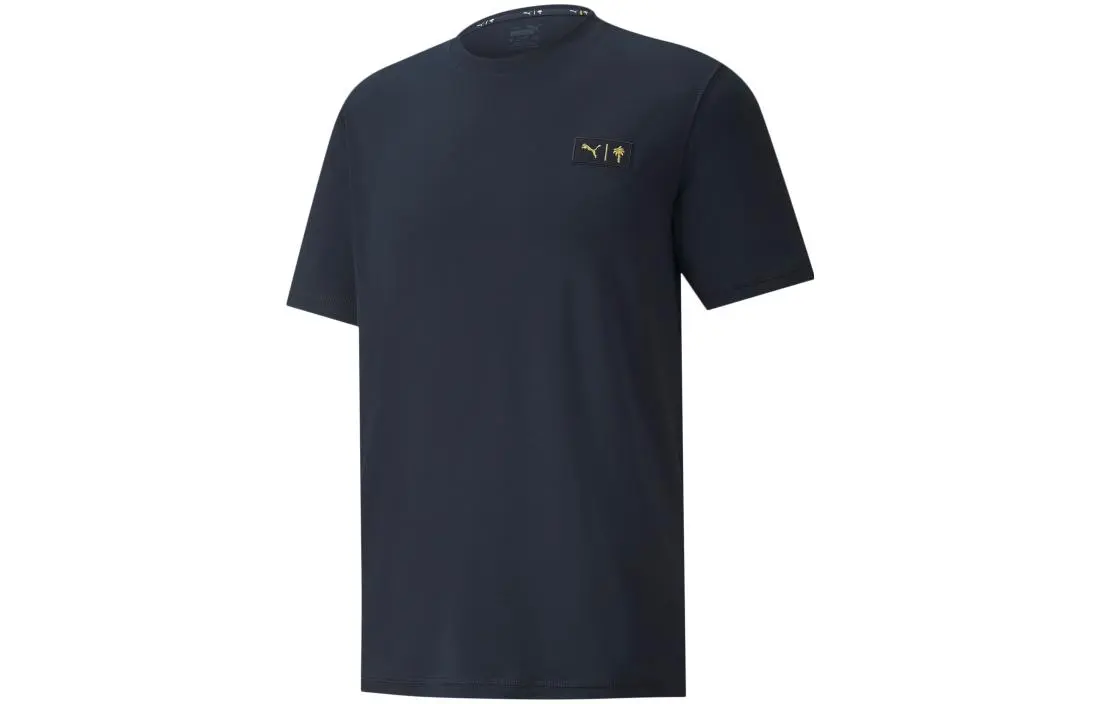 PUMA X PALM TREE CREW T-Shirts Men's Dark Blue Crew Neck Moderate Straight Fit