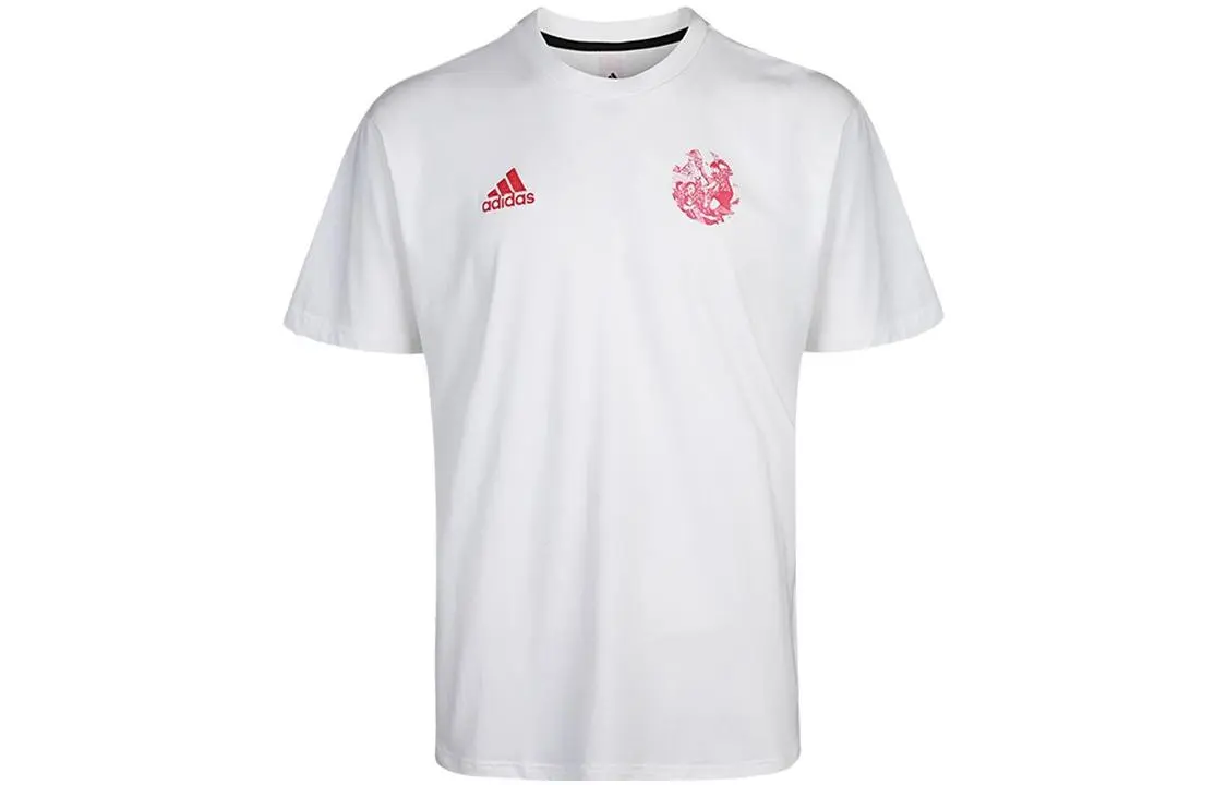 Adidas T-Shirts Men's White Crew Neck Moderate Straight Fit