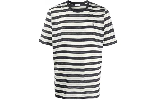 SAINT LAURENT T Shirts Men's Gray Crew Neck Moderate Straight Fit