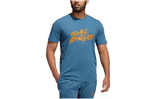 Adidas T Shirts Men's Blue Crew Neck Moderate Straight Fit