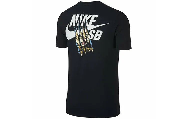 Nike T-Shirts Men's Black Crew Neck Moderate Straight Fit
