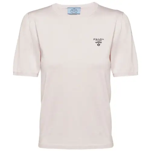 PRADA T Shirts Men's Pink Crew Neck Moderate Straight Fit