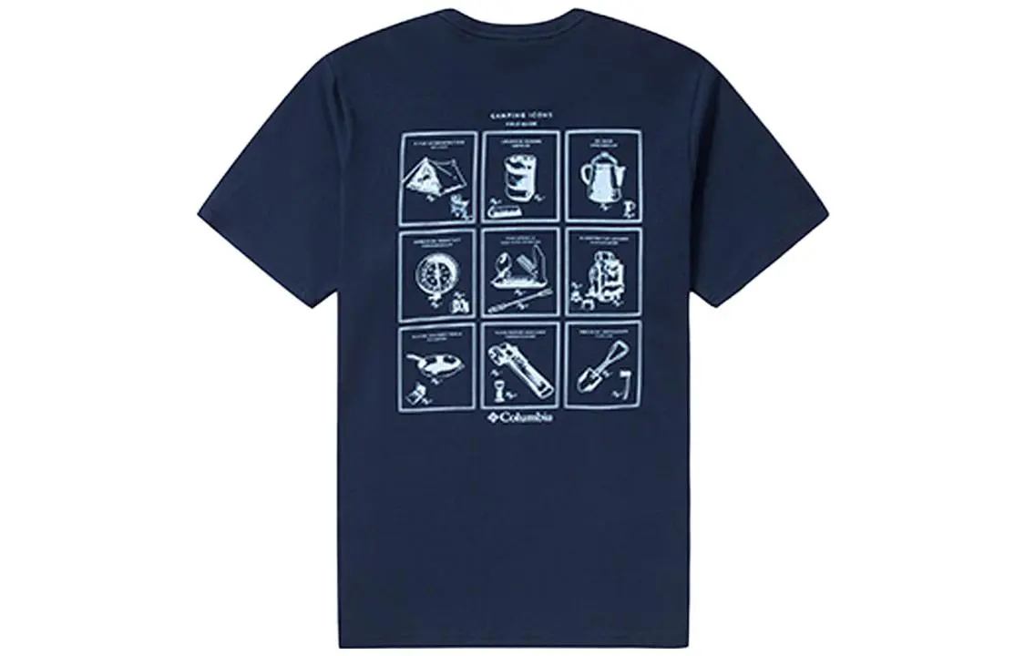 Columbia T-Shirts Men's Blue Crew Neck Moderate Straight Fit