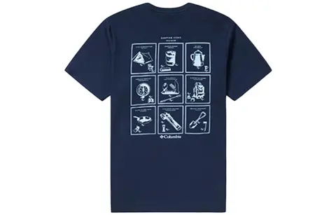Columbia T-Shirts Men's Blue Crew Neck Moderate Straight Fit