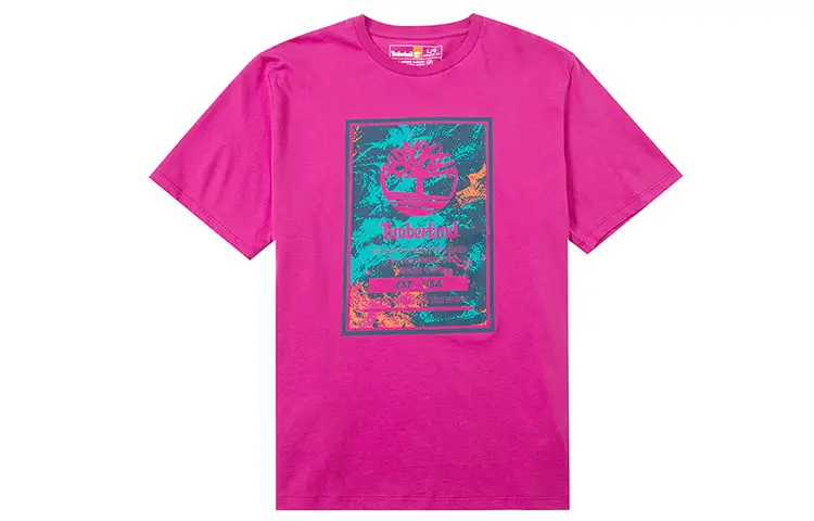 Timberland T Shirts Unisex Berry Purple Crew Neck Moderate Straight Fit