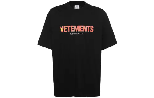 Vetements T Shirts Unisex Black Crew Neck Moderate Straight Fit
