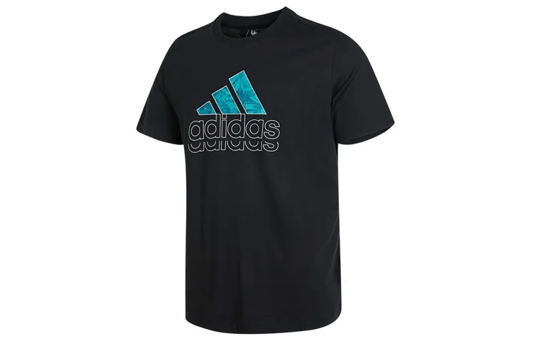 Adidas T-Shirts Men's Black Crew Neck Moderate Straight Fit