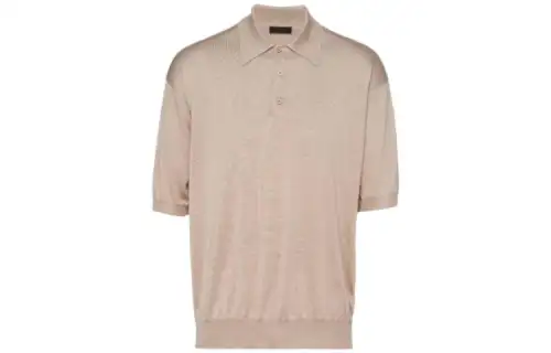 Prada fine-knit silk polo top