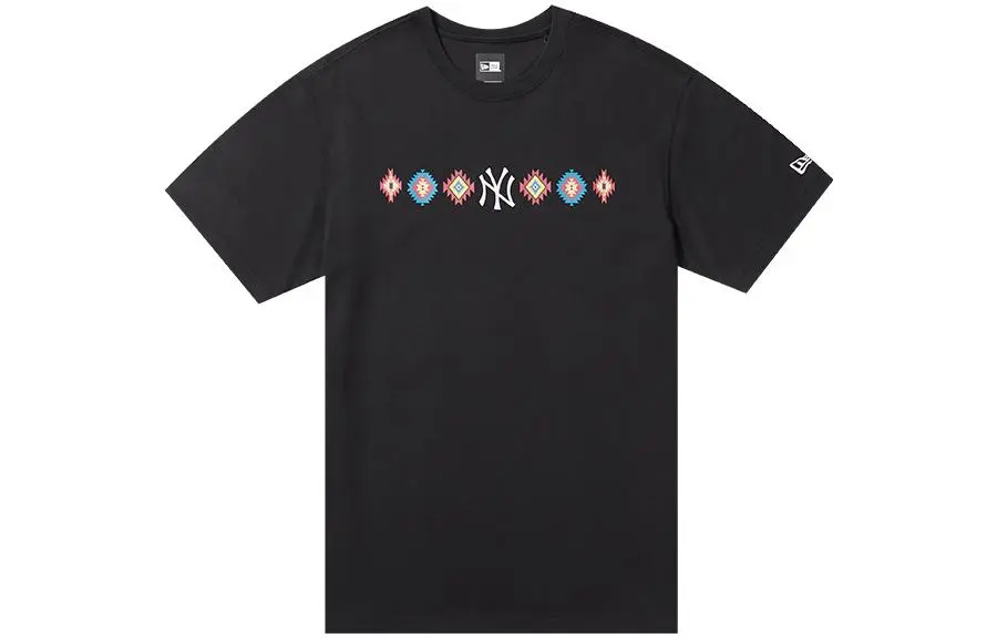 New Era T-Shirts Unisex Black Crew Neck Moderate