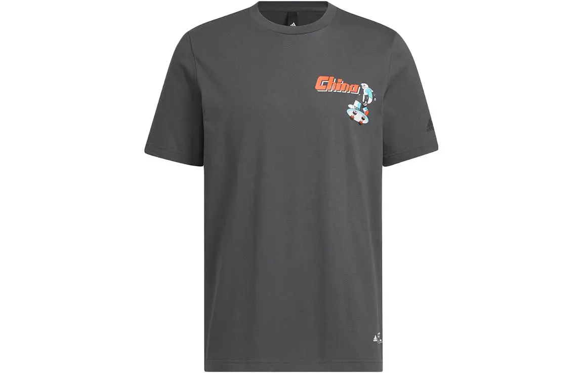 Adidas T-Shirts Men's Gray Crew Neck Moderate Straight Fit