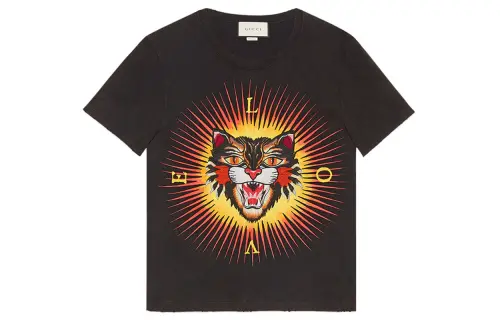 GUCCI T Shirts Men's Black Crew Neck Moderate Straight Fit