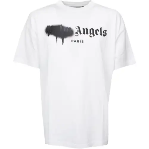 PALM ANGELS T Shirts Men's White Crew Neck Moderate Straight Fit