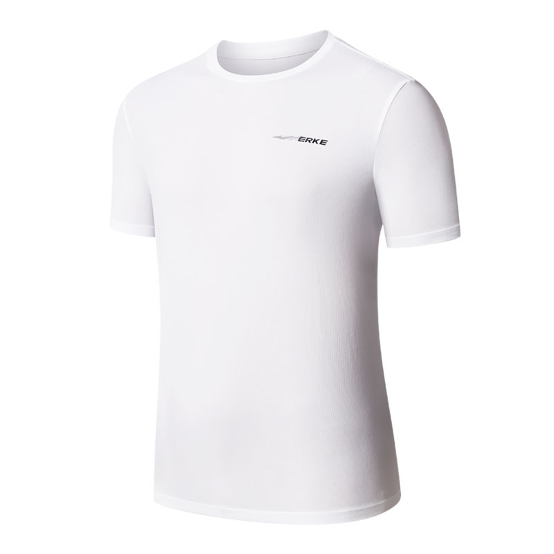 Erke Running T Shirts Men’s True White Crew Neck Moderate Straight Fit