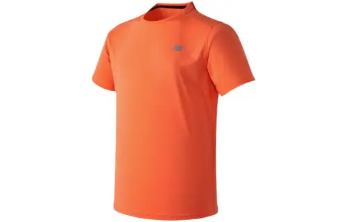 New Balance Excel T Shirts Men's Orange Crew Neck Moderate Straight Fit