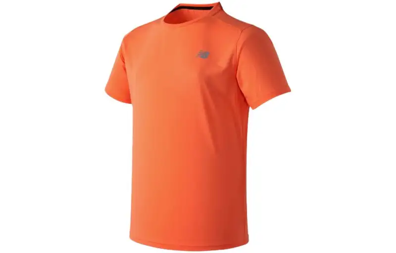 New Balance Excel T Shirts Men's Orange Crew Neck Moderate Straight Fit