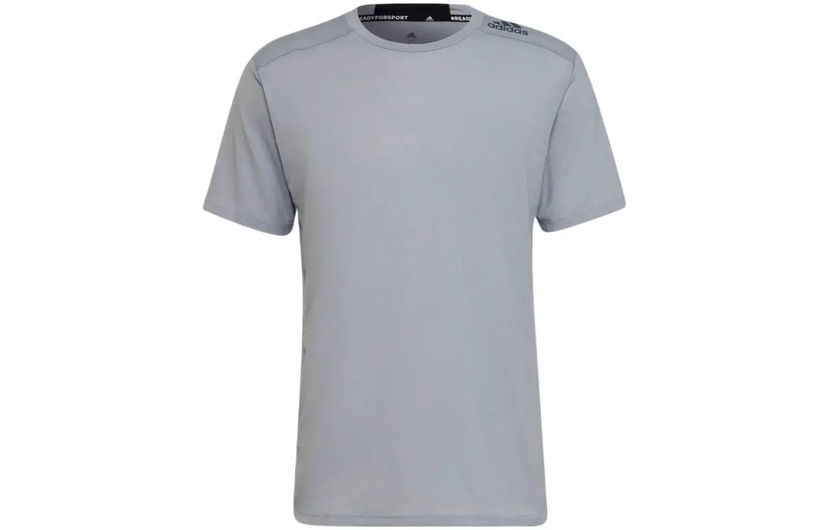 Adidas T-Shirts Men's Gray Crew Neck Moderate Straight Fit