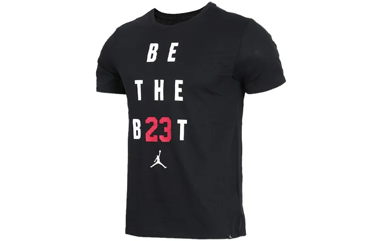 Jordan T-Shirts Men's Black Crew Neck Moderate Straight Fit