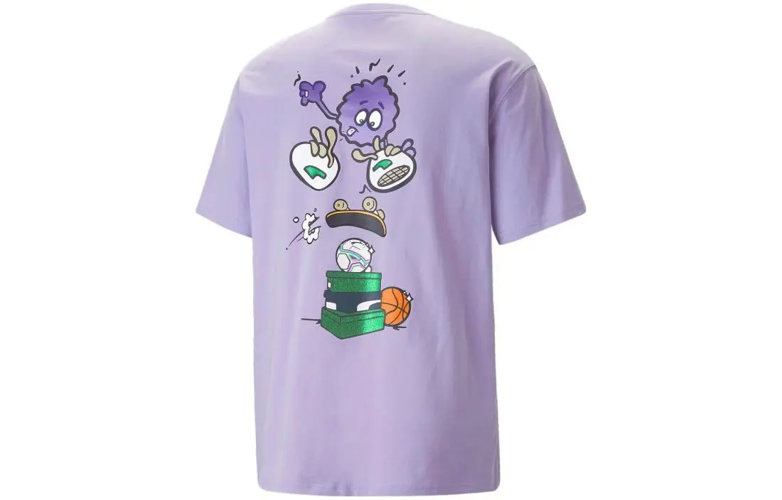 PUMA X 8enjamin T-Shirts Unisex Lavender Crew Neck Moderate Straight Fit
