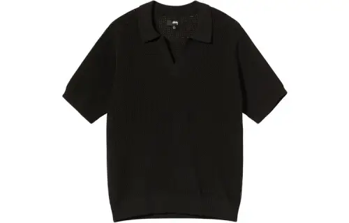 Stussy T Shirts Unisex Black V Neck Moderate Straight Fit