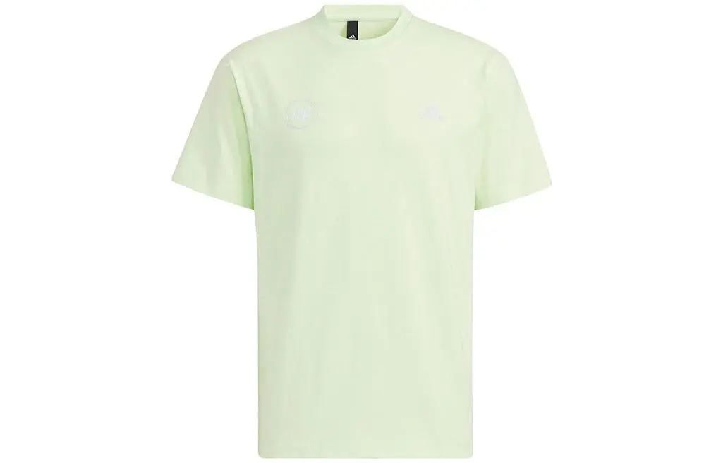 Adidas T-Shirts Men's Yellow Green Crew Neck Moderate Straight Fit