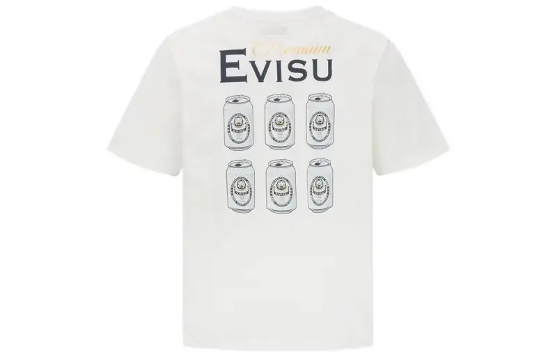 EVISU T Shirts Men's White Crew Neck Moderate Straight Fit