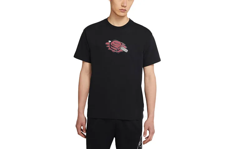 Nike T-Shirts Men's Black Crew Neck Moderate Straight Fit