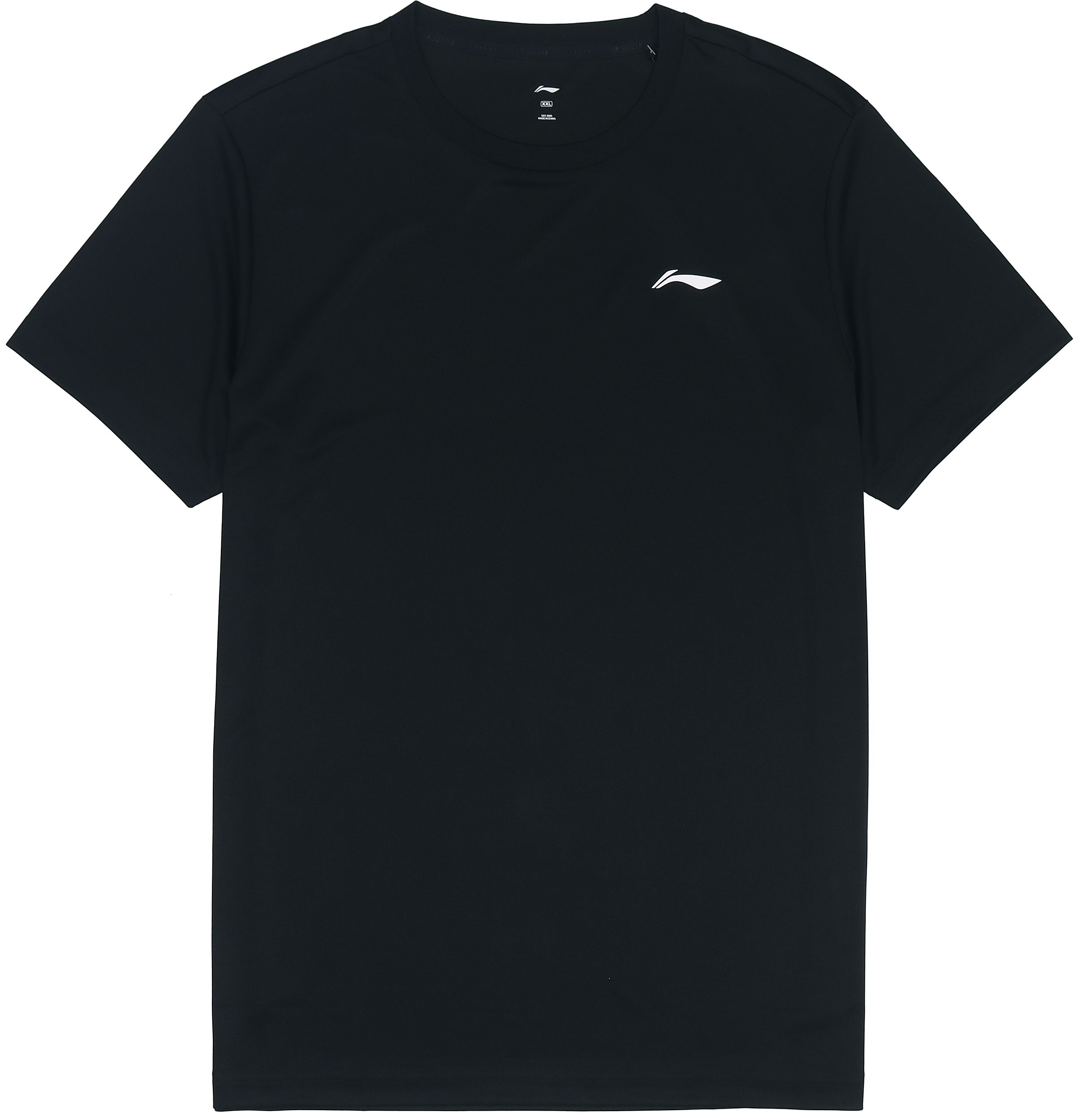 Li Ning, quick dry breathable elastic silk sports black short sleeve T-shirt for training, with your logo imprint