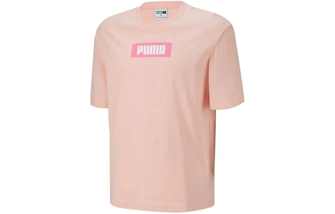 PUMA T-Shirts Unisex Light Pink Crew Neck Moderate
