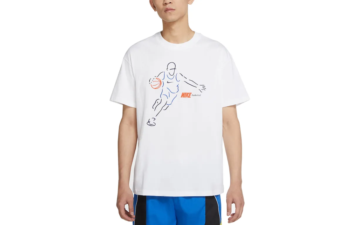Nike T-Shirts Men's White Crew Neck Moderate Straight Fit