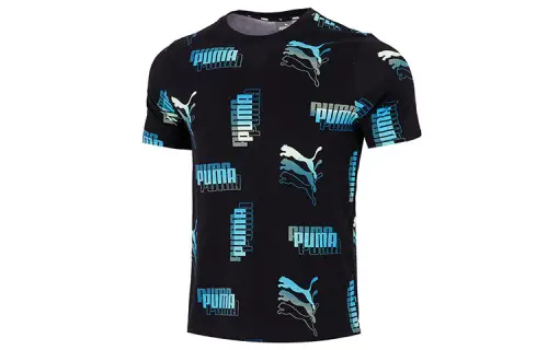 PUMA T Shirts Men's Black Crew Neck Moderate Straight Fit