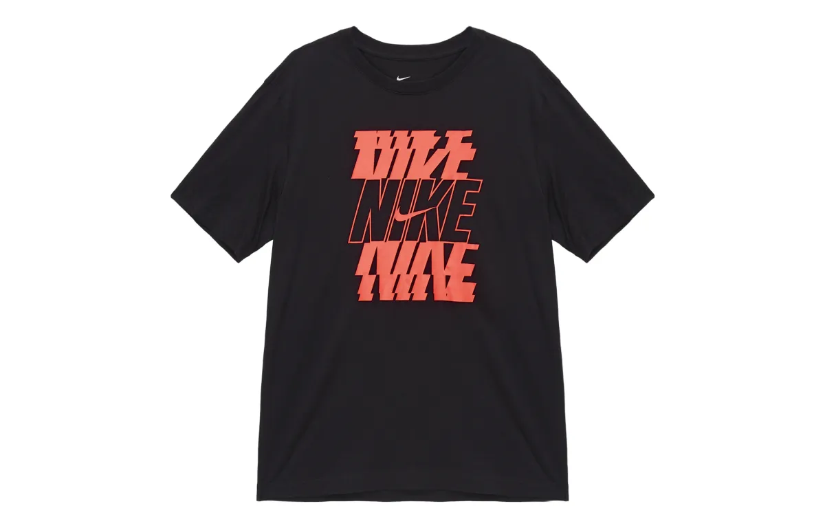 Nike T-Shirts Men's Black Crew Neck Moderate Straight Fit