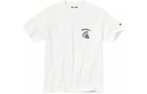 UNIQLO T Shirts Men's White Crew Neck Moderate Straight Fit