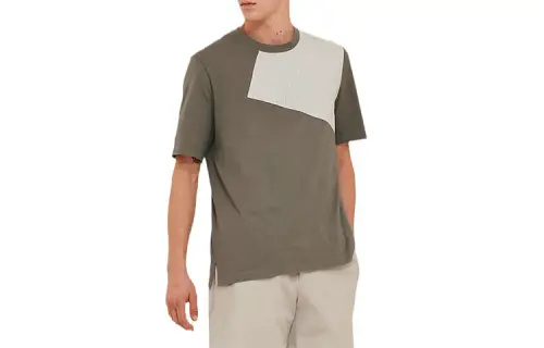 HERMES T Shirts Men's Taupe Crew Neck Moderate Straight Fit