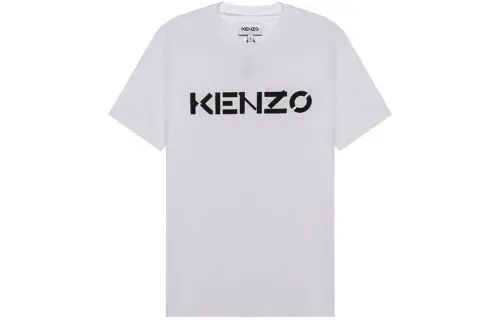 KENZO Letter Logo T Shirts Men's White Crew Neck Moderate Straight Fit