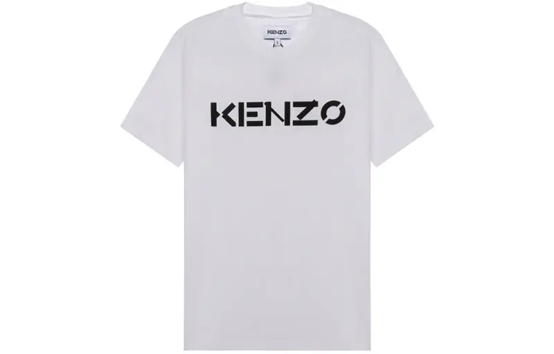 KENZO Letter Logo T Shirts Men's White Crew Neck Moderate Straight Fit