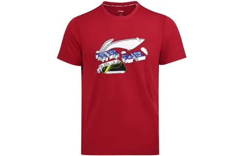 Li Ning Badminton Collection T Shirts Men's Crew Neck Moderate Straight Fit