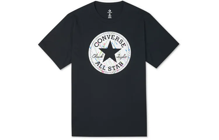 Converse T Shirts Men's Black Crew Neck Moderate Straight Fit