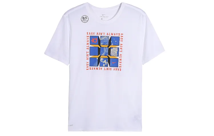 Nike T-Shirts Men's White Crew Neck Moderate Straight Fit
