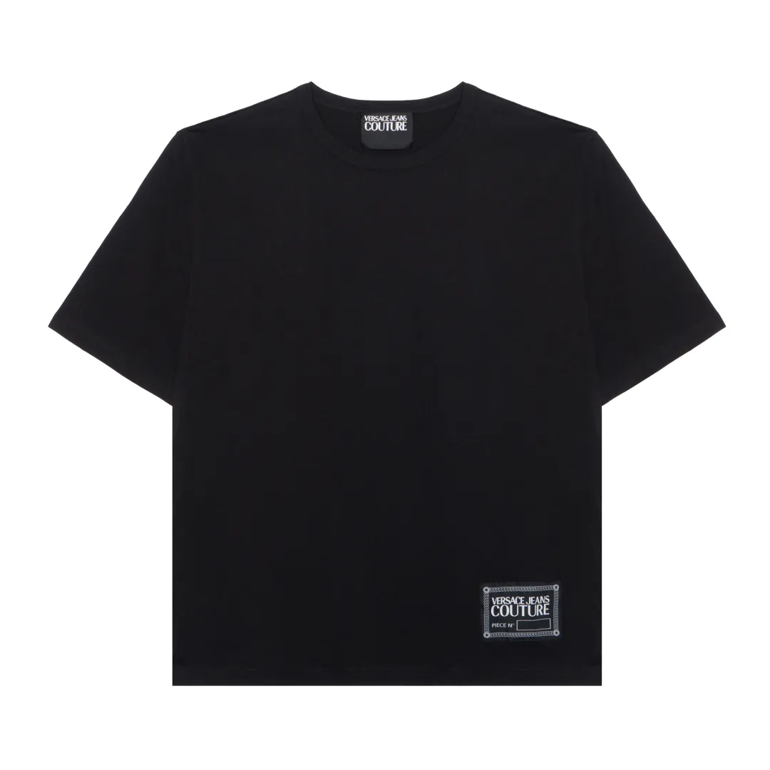 VERSACE JEANS COUTURE T Shirts Men's Black Crew Neck Moderate Straight Fit