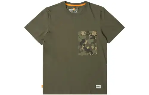 Timberland T Shirts Men's Green Crew Neck Moderate Straight Fit