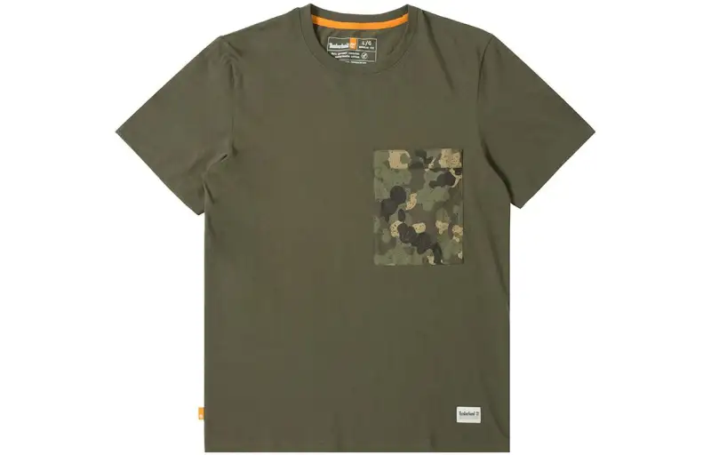 Timberland T Shirts Men's Green Crew Neck Moderate Straight Fit