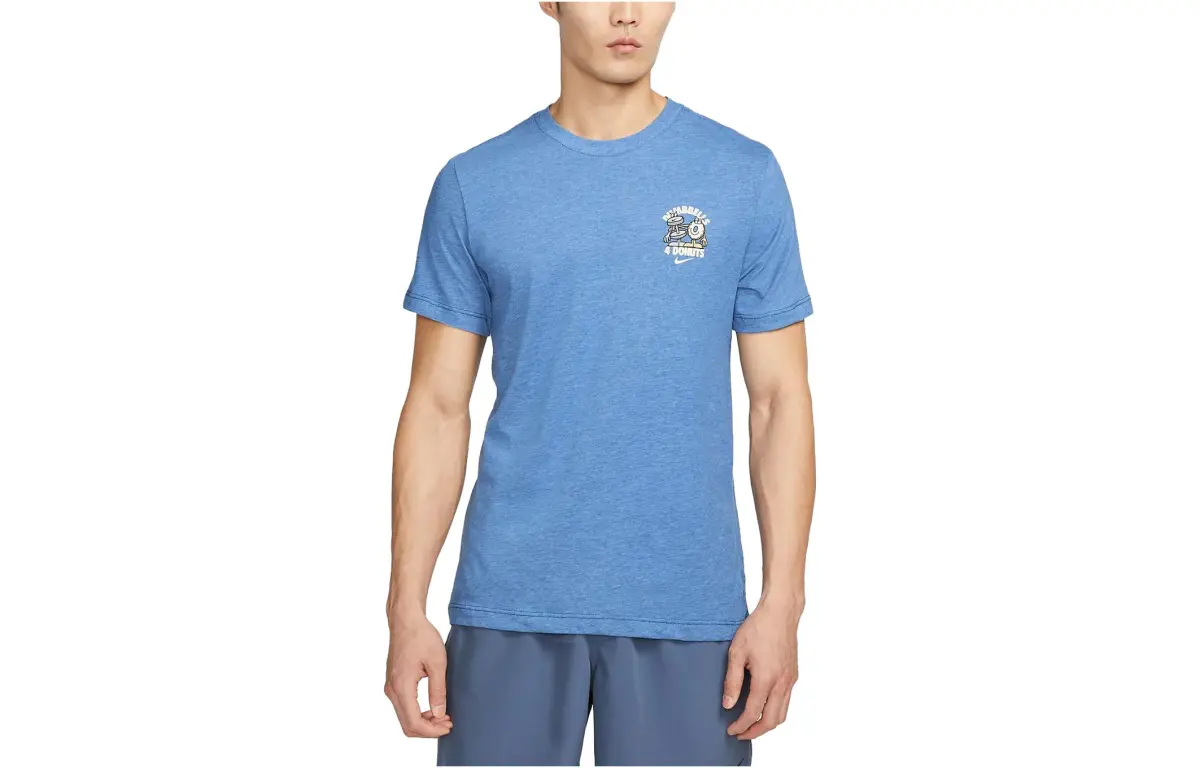 Nike T-Shirts Men's Blue Crew Neck Moderate Straight Fit