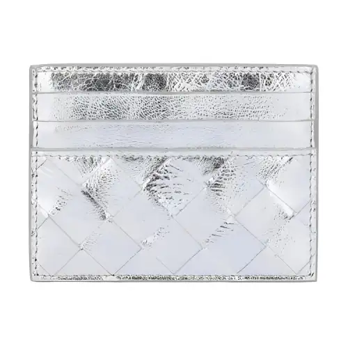 Bottega Veneta Leather Wallet, Card Holder Women's Silver