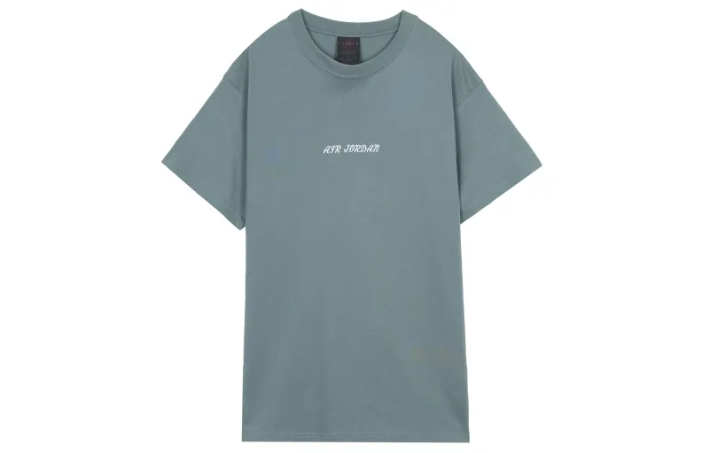 Jordan T Shirts Men's Green Crew Neck Moderate Straight Fit