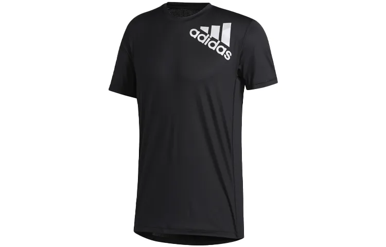 Adidas T-Shirts Men's Black Crew Neck Moderate Straight Fit