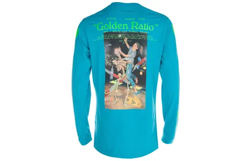 OFF WHITE FW20 T Shirts Men's Sky Blue Crew Neck Moderate Straight Fit
