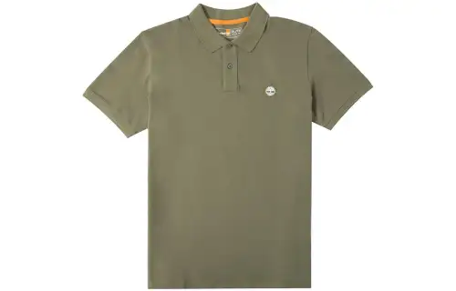 Timberland T Shirts Men's Green Polo Collar Moderate Straight Fit