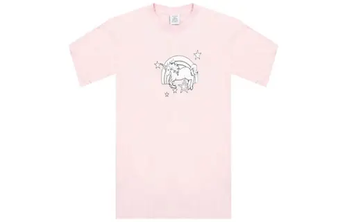 Vetements T Shirts Men's Pink Crew Neck Moderate Straight Fit