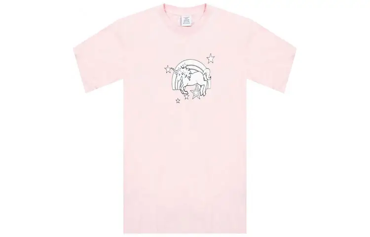 Vetements T Shirts Men's Pink Crew Neck Moderate Straight Fit