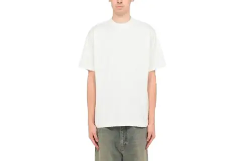Balenciaga T Shirts Men's White Crew Neck Moderate Straight Fit